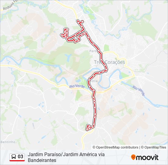 Mapa da linha 03 de ônibus