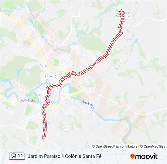 Mapa da linha 11 de ônibus