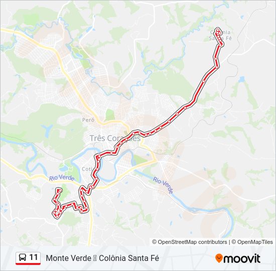 Mapa da linha 11 de ônibus