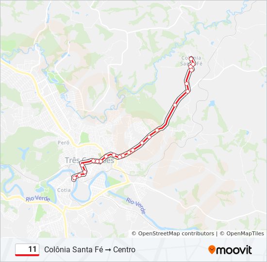 Mapa da linha 11 de ônibus