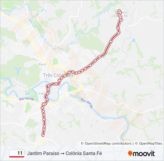 Mapa da linha 11 de ônibus