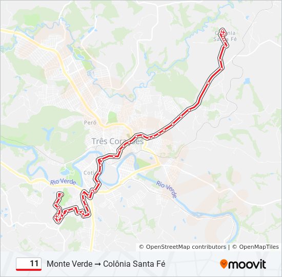 Mapa da linha 11 de ônibus