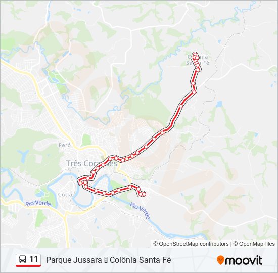 Mapa da linha 11 de ônibus