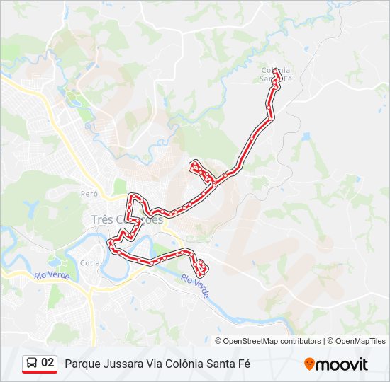 Mapa da linha 02 de ônibus