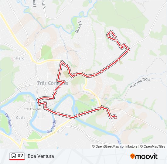 Mapa da linha 02 de ônibus