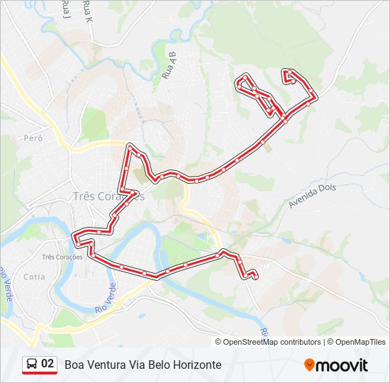 Mapa da linha 02 de ônibus