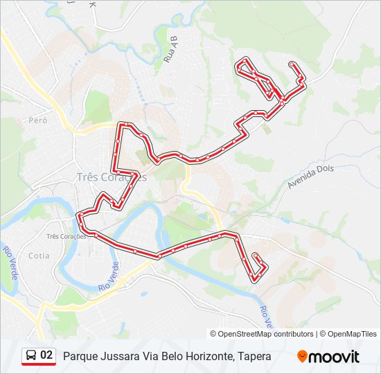 Mapa da linha 02 de ônibus