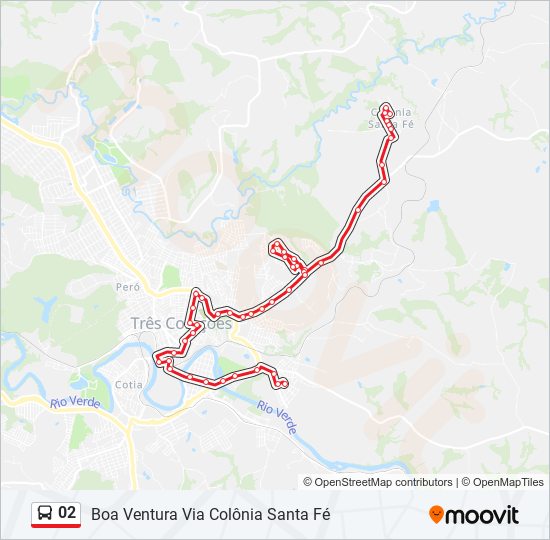 Mapa da linha 02 de ônibus