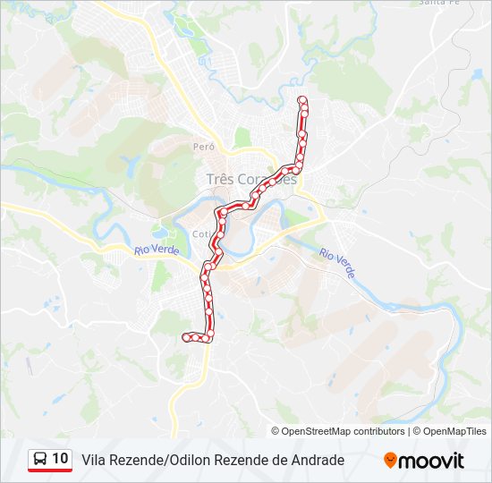 Mapa da linha 10 de ônibus