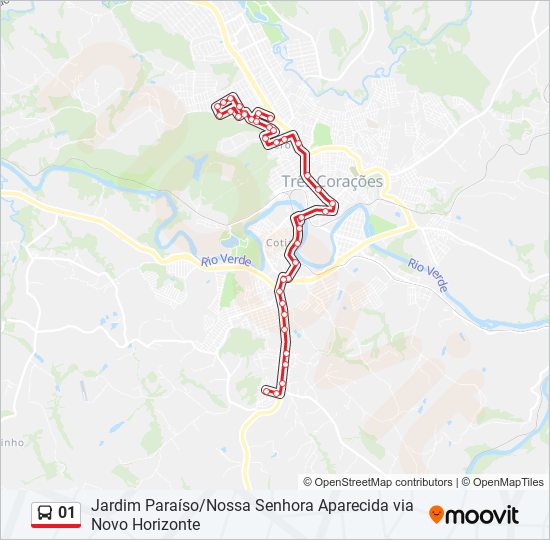 Mapa da linha 01 de ônibus