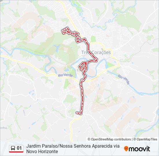 Mapa da linha 01 de ônibus