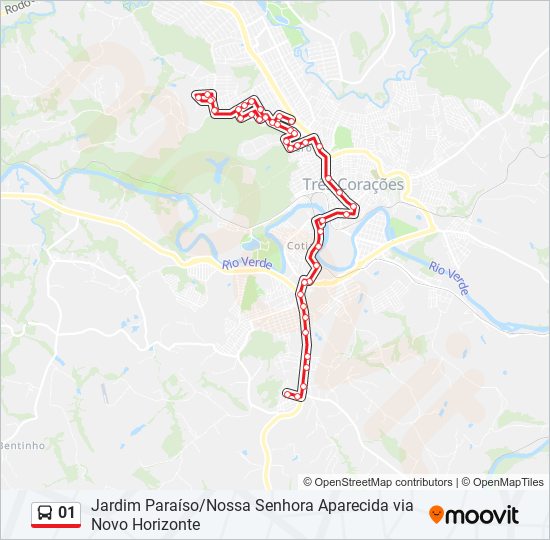 Mapa da linha 01 de ônibus