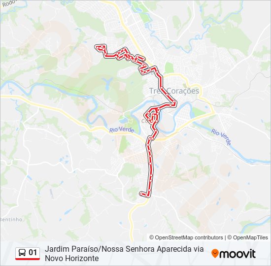 Mapa da linha 01 de ônibus