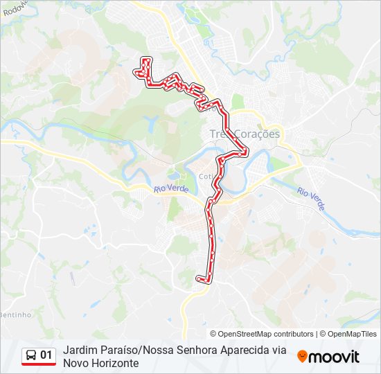 Mapa da linha 01 de ônibus