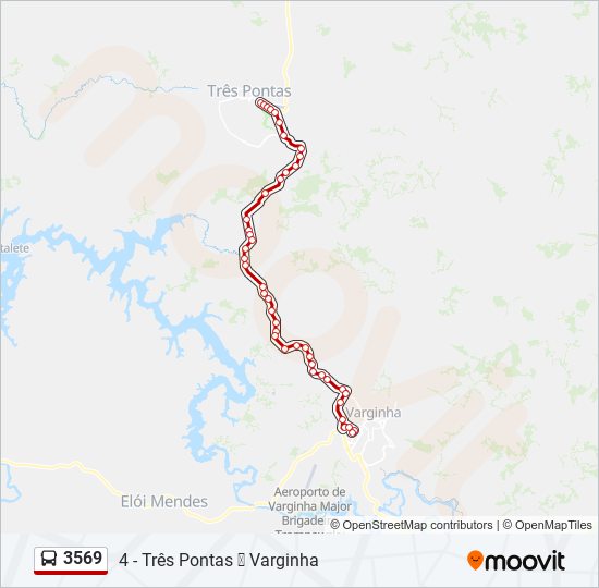 Mapa da linha 3569 de ônibus