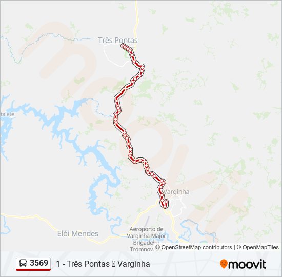 Mapa da linha 3569 de ônibus