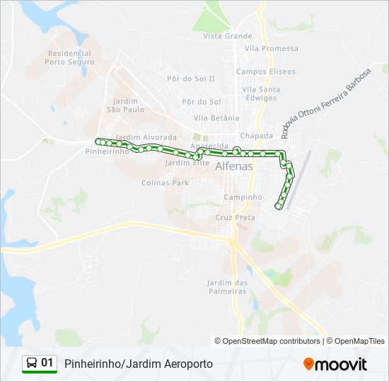 Mapa da linha 01 de ônibus