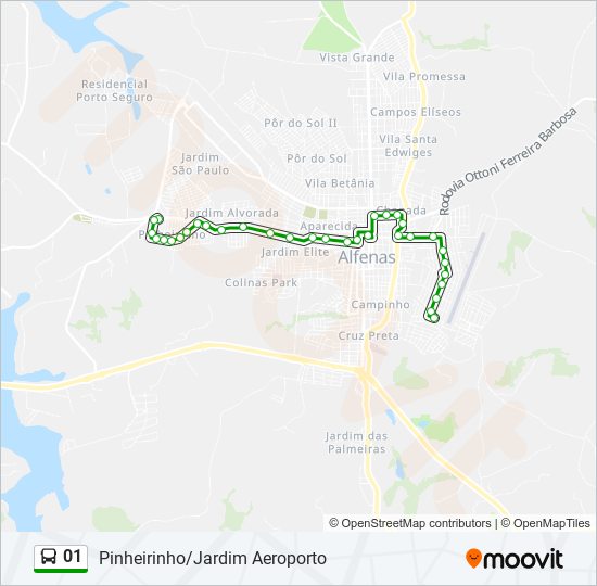 Mapa da linha 01 de ônibus