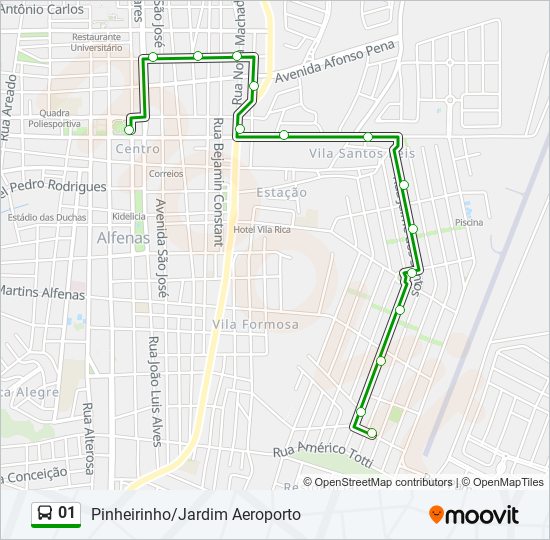 Mapa da linha 01 de ônibus