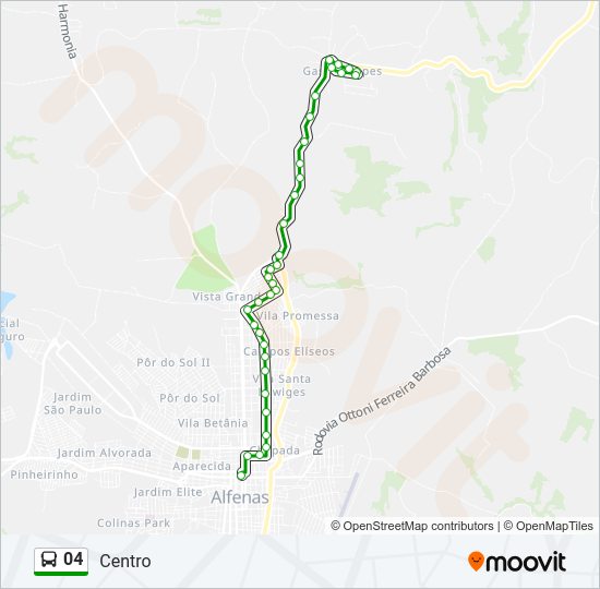 Mapa da linha 04 de ônibus