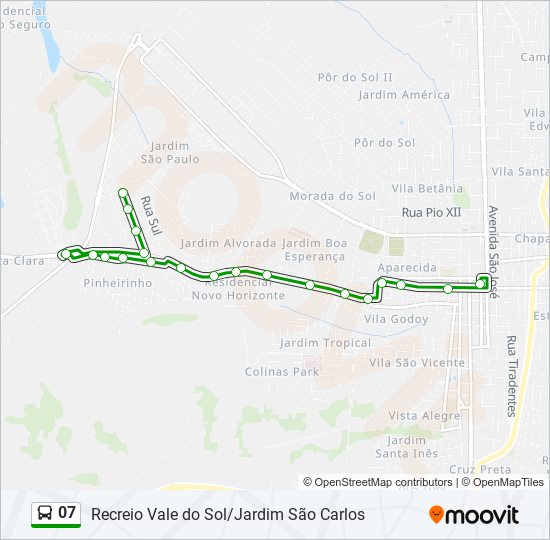 Mapa da linha 07 de ônibus