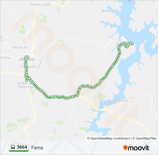 Mapa da linha 3664 de ônibus