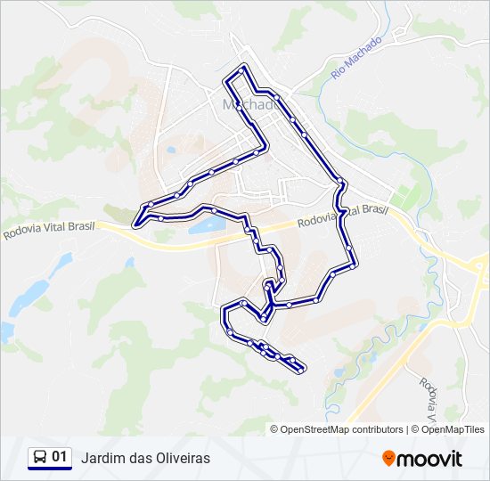 Mapa da linha 01 de ônibus