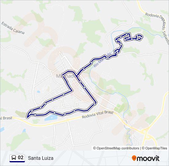 Mapa da linha 02 de ônibus