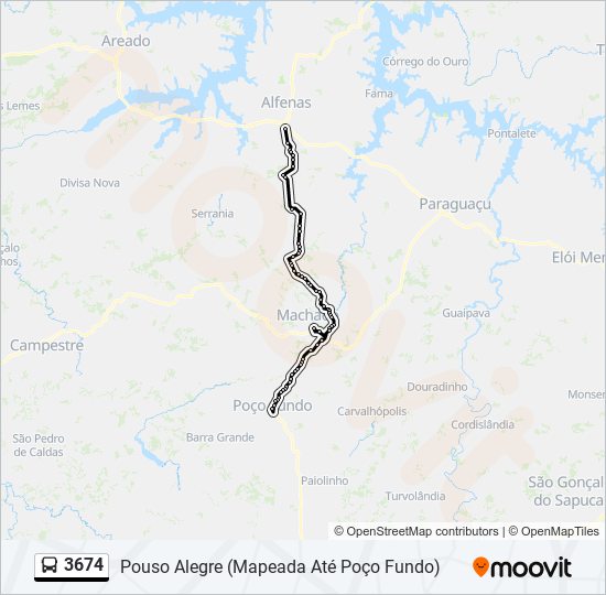 3674 Route: Schedules, Stops & Maps - Pouso Alegre (Mapeada Até Poço ...