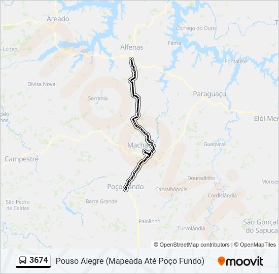 Mapa da linha 3674 de ônibus