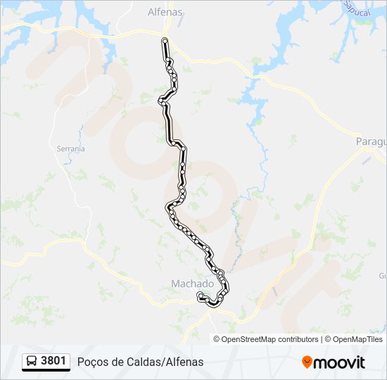 Mapa da linha 3801 de ônibus