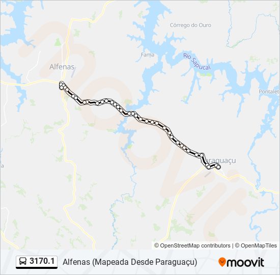 Mapa da linha 3170.1 de ônibus