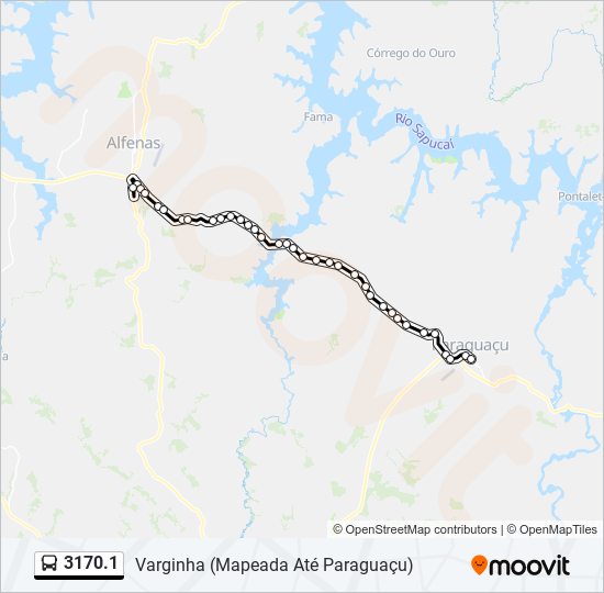 Mapa da linha 3170.1 de ônibus