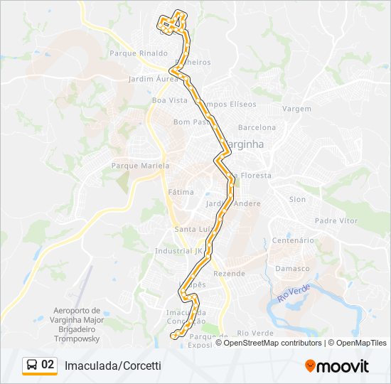 Mapa da linha 02 de ônibus