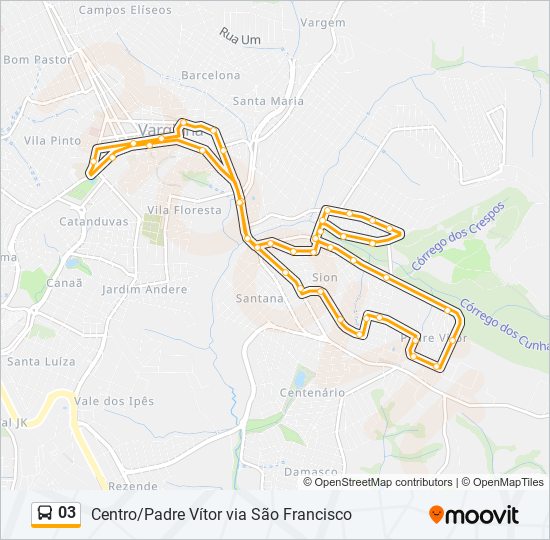 Mapa da linha 03 de ônibus