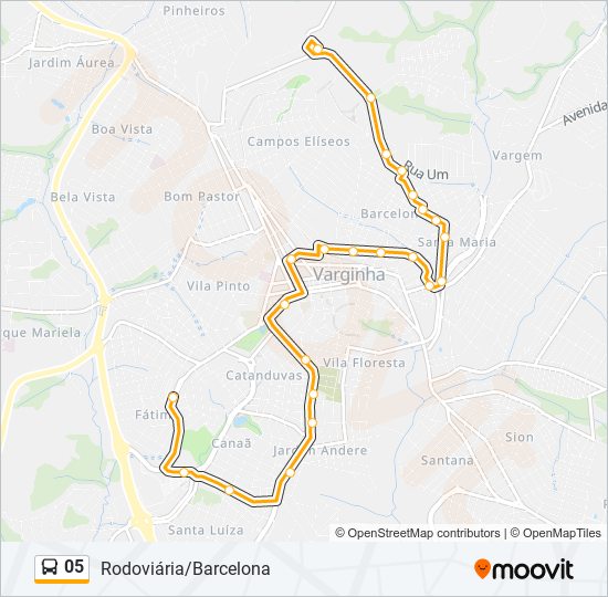 Mapa da linha 05 de ônibus