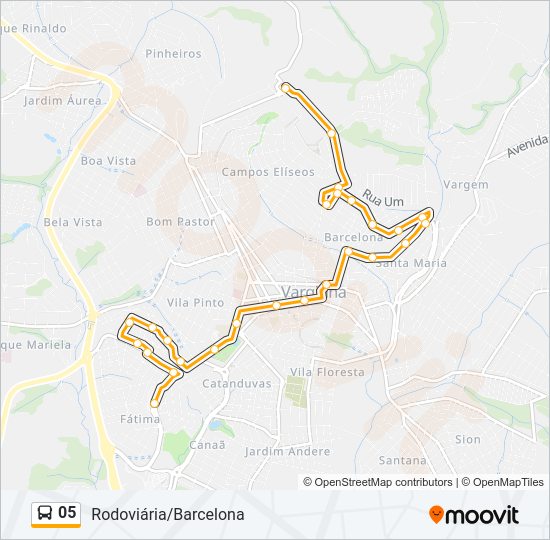 Mapa da linha 05 de ônibus