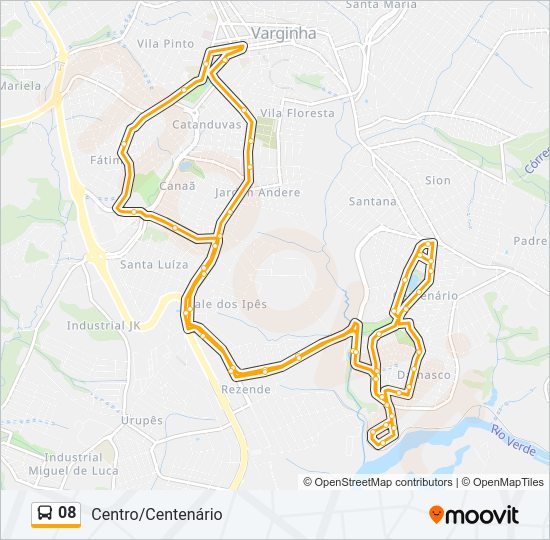 Mapa da linha 08 de ônibus