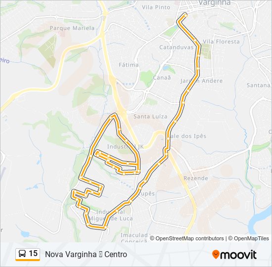 Mapa da linha 15 de ônibus