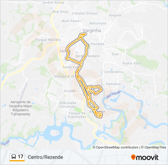 Mapa da linha 17 de ônibus
