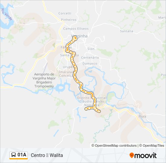 Mapa da linha 01A de ônibus