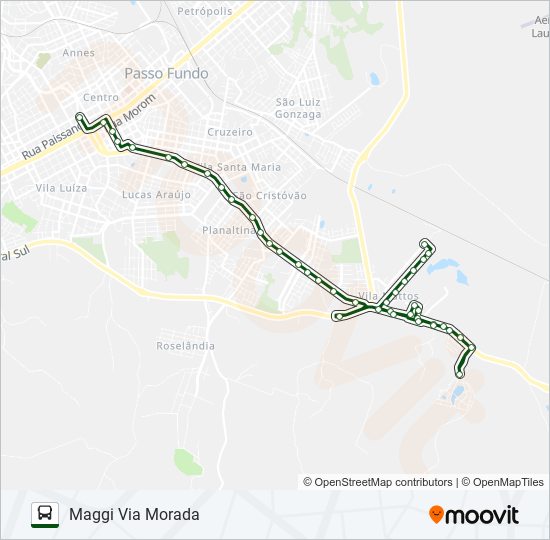 Mapa da linha 22 CENTRO / MAGGI de ônibus