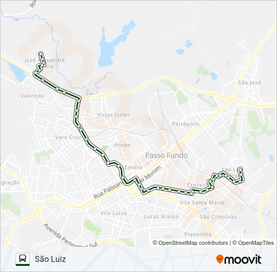 Mapa da linha 15 SÃO LUIZ / ZACCHIA de ônibus