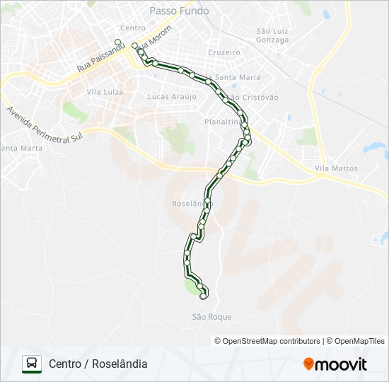 Mapa da linha 26 CENTRO / ROSELÂNDIA de ônibus