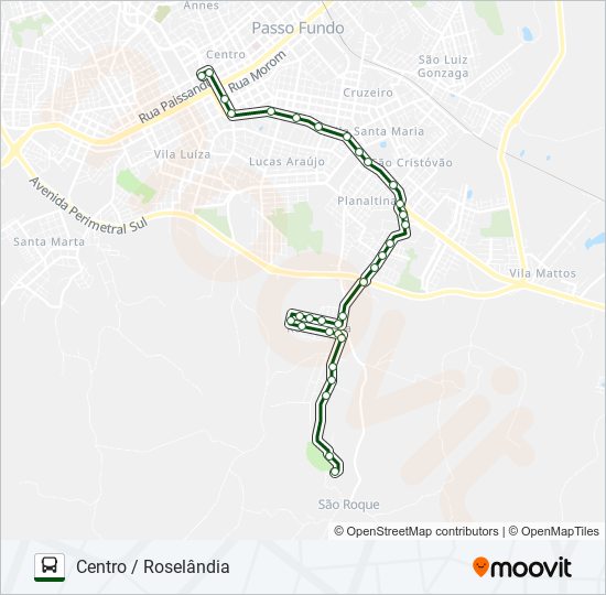Mapa da linha 26 CENTRO / ROSELÂNDIA de ônibus