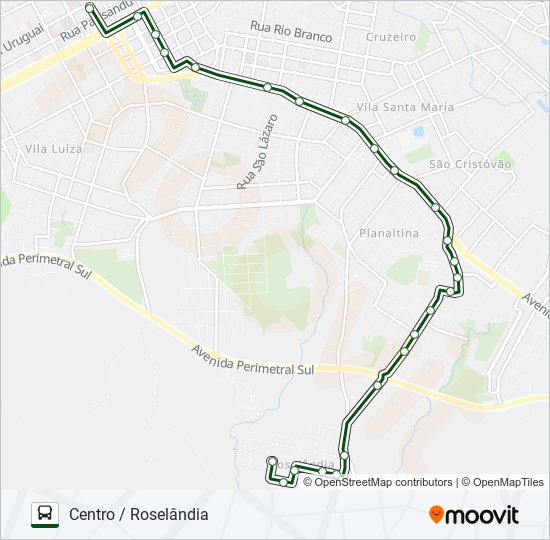 Mapa de 26 CENTRO / ROSELÂNDIA de autobús