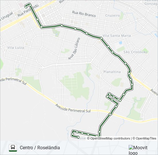 Mapa de 26 CENTRO / ROSELÂNDIA de autobús