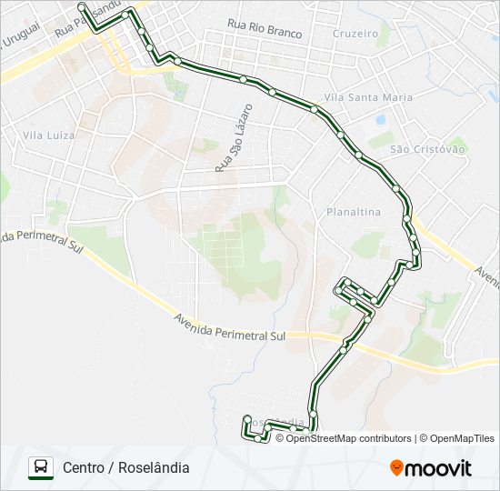 Mapa da linha 26 CENTRO / ROSELÂNDIA de ônibus