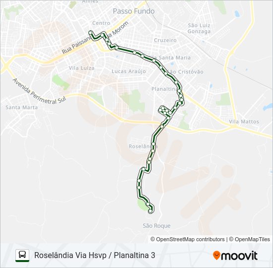 Mapa da linha 26 CENTRO / ROSELÂNDIA de ônibus