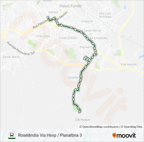 26 CENTRO / ROSELÂNDIA Bus Line Map